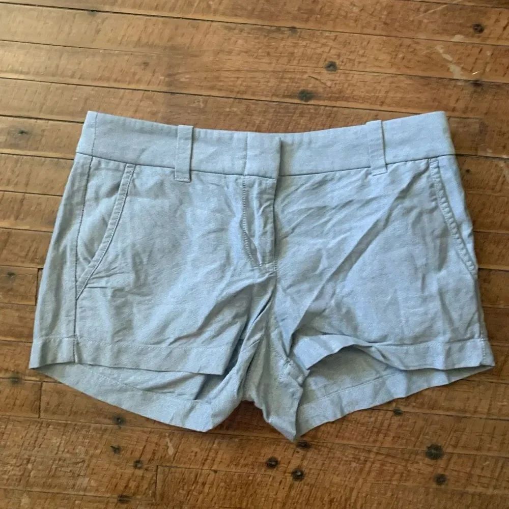 J Crew preppy size 0 blue chambray chino flat front shorts